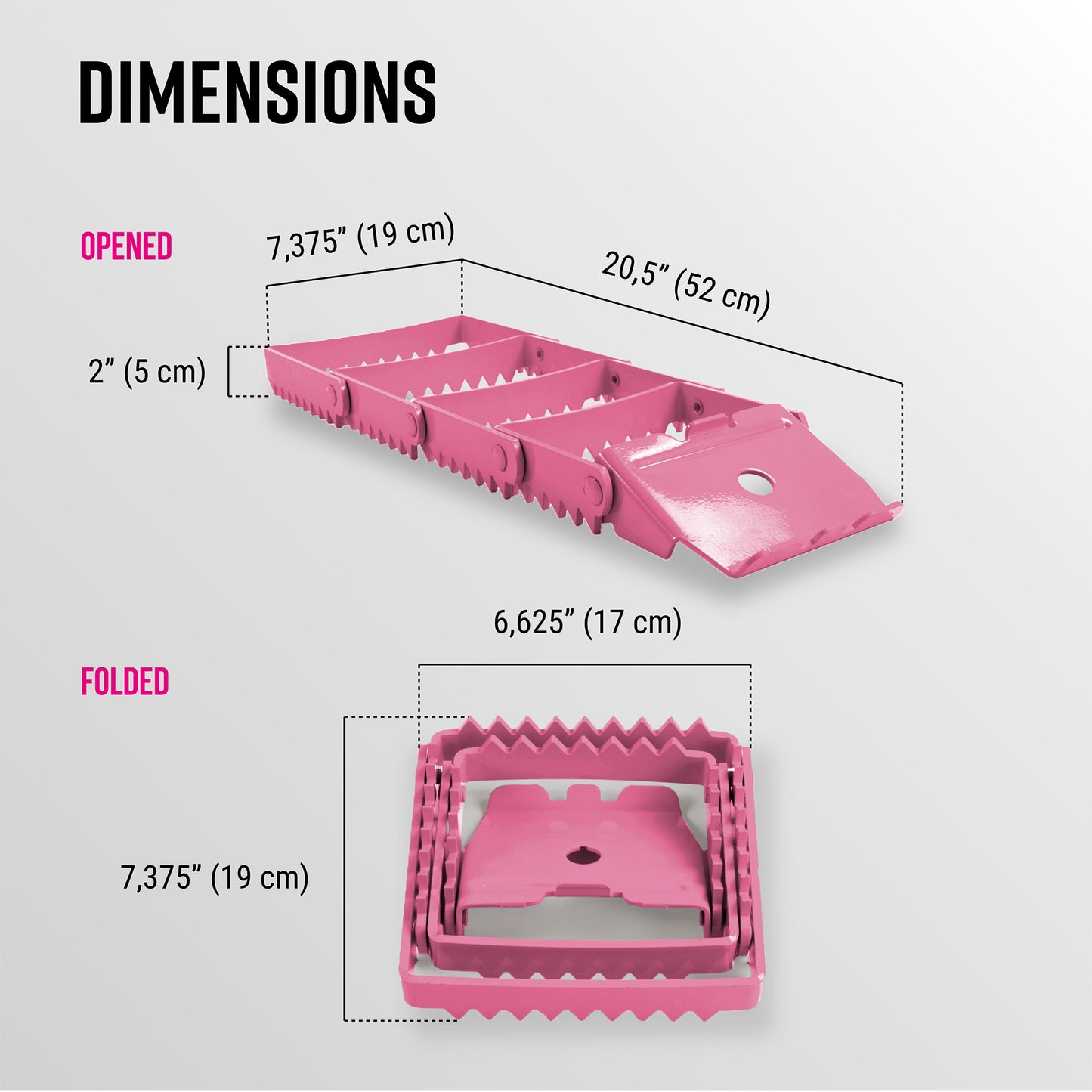 Grilles de traction roses robustes, pliables